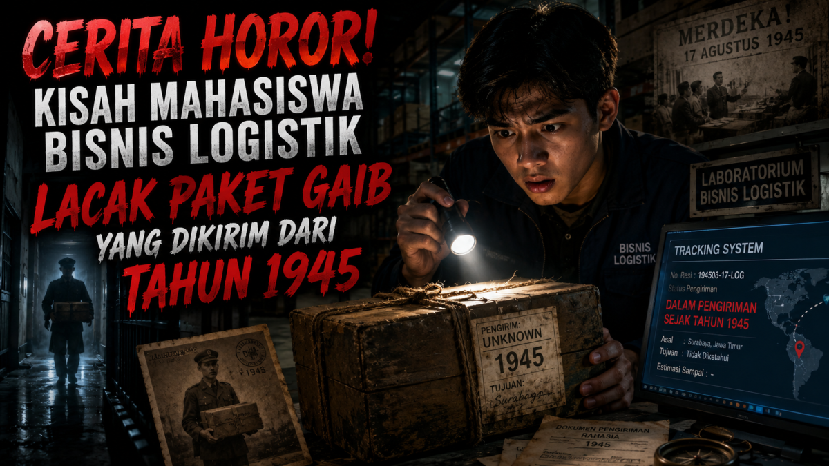Ilustrasi Cerita Horor Mahasiswa Bisnis Logistik dan Misteri Paket Gaib dari Tahun 1945 yang Bikin Merinding (Foto: Dok. Pribadi)