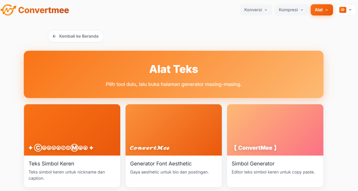 ConvertMee Alat Pembuat Teks (Sumber: ConvertMee)